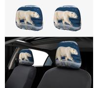 FekiLoot 2 PCS Car Seat Headrest Covers, Breathable Auto Elastic Seat Headrest Protector Polar Bear Vehicle Interior Accessories Protector Universal Fit Most Cars Sedan SUV