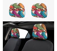 FekiLoot 2 PCS Car Seat Headrest Covers, Breathable Auto Elastic Seat Headrest Protector Retro Colorful Roller Skates1 Vehicle Interior Accessories Protector Universal Fit Most Cars Sedan SUV