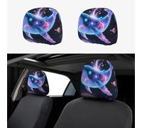 FekiLoot 2 PCS Car Seat Headrest Covers, Breathable Auto Elastic Seat Headrest Protector Sci-fi Whale Vehicle Interior Accessories Protector Universal Fit Most Cars Sedan SUV