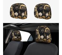 FekiLoot 2 PCS Car Seat Headrest Covers, Breathable Auto Elastic Seat Headrest Protector Three French Bulldogs Vehicle Interior Accessories Protector Universal Fit Most Cars Sedan SUV