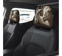 FekiLoot 2 PCS Car Seat Headrest Covers, Breathable Auto Elastic Seat Headrest Protector White Goat Vehicle Interior Accessories Protector Universal Fit Most Cars Sedan SUV