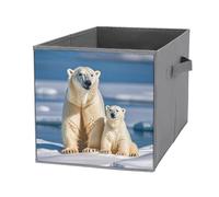 FekiLoot 2 Polar Bears Storage Cubes Organizer for Home, Foldable Storage Bins with Handles, 10.6 Inch Storage Bags 1PCS for Clothes, Large Organizer Bins for Organizing Bed Sheets