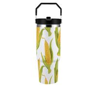 FekiLoot 30 Oz Corn on The Cob Image Tumbler Stainless Steel Vacuum Double Wall Insulated Tumbler with Top Handle Flip Straw Leakproof Water Bottle Travel Mug Cup Keep Drink Cold Hot