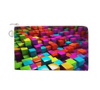 FekiLoot 3D Colorful Cubes Coin Purse,Travel Portable Keychain Wallet Canvas Coin Wallets Mini Zipper Tool Bag Lightweight Change Purse