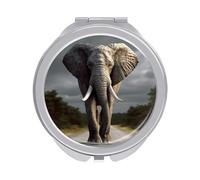 FekiLoot 3D Elephant Compact Mirror Double-Sided Round Travel Makeup Mirrors 1x / 2X Magnifying Portable Metal Mini Pocket Handheld Vanity Mirror for Women Girls Mother