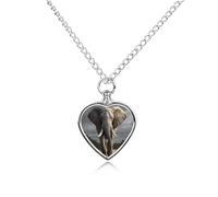 FekiLoot 3D Elephant Custom Ashes Necklace Personalized Pet Urn Hair Cremation Souvenir Necklace Memorial Keepsake Holder Pendant Heart Jewelry for Ashes Gift for Dog Loss
