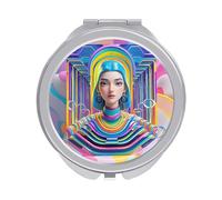 FekiLoot 3D Poster Compact Mirror Double-Sided Round Travel Makeup Mirrors 1x / 2X Magnifying Portable Metal Mini Pocket Handheld Vanity Mirror for Women Girls Mother