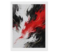 FekiLoot 5D Diamond Painting Kits for Adults Beginners - Red Black Abstract DIY Diamond Art Kit Gem Painting Round Full Drill Diamond Dots Gem Art Crafts for Home Wall Decor Gifts 12"x16"