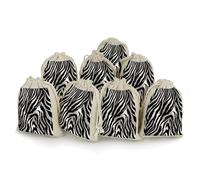 FekiLoot 8 Pack Black And White Zebra Print Burlap Bag 6.7"x4.9", Natural Cotton Linen Drawstring Bags Reusable Rustic Gift Bag Cute Sachet Bags Small Jewelry Pouch for Party Supplies Daily Storage