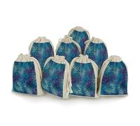 FekiLoot 8 Pack Blue Zebra Print Burlap Bag 6.7"x4.9", Natural Cotton Linen Drawstring Bags Reusable Rustic Gift Bag Cute Sachet Bags Small Jewelry Pouch for Party Supplies Daily Storage