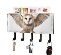 FekiLoot A Barn Owl Key Holder for Wall Adhesive, No Drilling, Key Hooks with 5 Hooks Wall Mounted, Self Adhesive Keys Rack for Entryway, Hallway, Living Room, Kitchen, Office