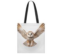 FekiLoot A Barn Owl Shopping Bag Foldable, Multipurpose Shoulder Bag, Reusable Grocery Bag Holder with Long Shoulder Strap, Waterproof Tote Bags for Work, Beach, Travel