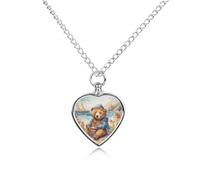 FekiLoot A Bear on The Beach Cremation Urn Necklace for Ashes Keepsake Stainless Steel Memorial Pendant Pet Cremation Jewelry for Ashes for Dog/Cat Memorial Locket Urn Necklace Women Men