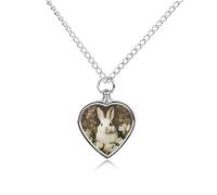 FekiLoot A Beautiful White Rabbit Cremation Urn Necklace for Ashes Keepsake Stainless Steel Memorial Pendant Pet Cremation Jewelry for Ashes for Dog/Cat Memorial Locket Urn Necklace Women Men