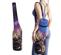 FekiLoot A Cat in Outer Space Yoga Mat Bag Stylish Lightweight Yoga Bag Versatile with Straps Storage Pockets Yoga Tote Yogas Mat Carrier Fits Most Size Mats