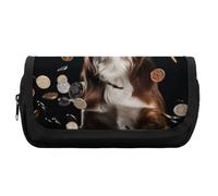 FekiLoot A Dog And Coins Pencil Case Portable Zipper Large Capacity Pencil Bag Handheld Multi Function Portable Pencil Pouch Organizer for Family Office Supplies