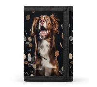 FekiLoot A Dog And Coins Wallets Exquisite Trifold Wallet Front Pocket Wallet with Zipper Keychain Coin Purse Credit Card Holder for Adult