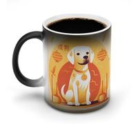 FekiLoot A Dog Sitting Mug Personalized Ceramic Discoloration Coffee Mug Heat Sensitive Color Changing Cup Print Large Handle Design Daily Office And Home Use 12 OZ/350 ML