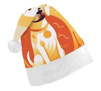 FekiLoot A Dog Sitting Santa Hat Comfortable Soft Christmas Hat Reusable Christmas Cap for Adults for Xmas And New Year Holiday Party Supplies