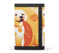 FekiLoot A Dog Sitting Wallet Compact Blocking Trifold Wallets with Zipper Minimalist Purse Wallet Credit Card Holder