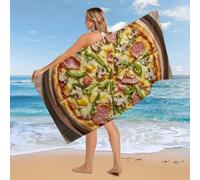 FekiLoot A Full Pizza Beach Towel Oversized 30" X 61" Large Microfiber Sand Free Towels Quick Dry Absorbent Blanket Lightweight Beach Accessory for Adult Travel Pool Yoga