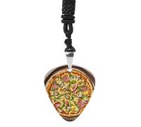 FekiLoot A Full Pizza Guitar Pick Necklace Titanium Steel Guitar Bass Picks Pendant Rock Music Lovers Jewelry Custom Personalized Musical Guitarist Necklace for Women Men