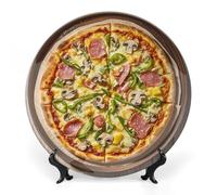 FekiLoot A Full PizzaDecorative Plate Round Ceramic Plates with Display Stand Salad & Dessert Serving Plates Home Table Art Decoration for Kitchen Dining Room Wine Cabinet 6inch