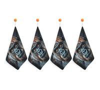 FekiLoot A Gorilla Hand Towels for Kitchen, Square Small Towel with Hanging Loop for Bathroom, Absorbent Soft Hand Towels for Travel, Quick Dry Towel for Home, Gym 4PCS