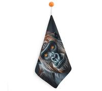FekiLoot A Gorilla Hand Towels for Kitchen, Square Small Towel with Hanging Loop for Bathroom, Absorbent Soft Hand Towels for Travel, Quick Dry Towel for Home, Gym 1PCS