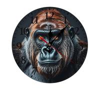 FekiLoot A Gorilla Wall Clock Round for Home, Battery Operated Wall Clocks for Bedroom, Fashionable Silent Non-Ticking Clock 25 * 25cm with Arabic Numeral for Kitchen Black