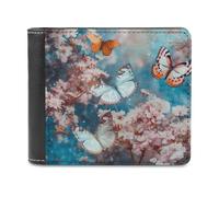 FekiLoot A Group of Butterflies Flying PU Leather Wallet Bifold Wallet Front Pocket Wallets Fashion Purse Slim Billfold Credit Card Holder
