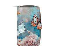 FekiLoot A Group of Butterflies Flying Wallet Large Capacity Travel Double Fold Wallets Portable Zipper Leather Purse for Women Men