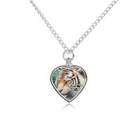 FekiLoot A Hand Drawn Tiger Cremation Urn Necklace for Ashes Keepsake Stainless Steel Memorial Pendant Pet Cremation Jewelry for Ashes for Dog/Cat Memorial Locket Urn Necklace Women Men