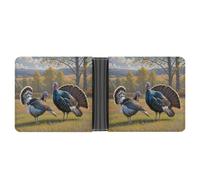 FekiLoot A Pair of Wild Turkeys Wallet Slim PU Bifold Design Wallet with Multiple Card Slots Wallets Extra Capacity Pocket Wallets