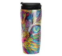 FekiLoot A Psychedelic Cat Insulated Tumbler Reusable Plastic Iced Coffee Cup with Lid Double Walled Hot Coffee Travel Mug Gifts for Women Men BPA Free 12 Oz