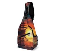 FekiLoot A Sailing Boat on The Water Sling Bag Men Crossbody Bags Women Shoulder Backpack Daypack Chest Bag for Travel Outdoor
