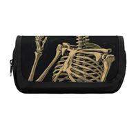 FekiLoot A Skeleton with Burning Cigarette Pencil Case Office Pencil Box Large Capacity Pencil Box Pouch Holder Double Zipper Pencil Case Use to Organize Desktop And Plan Space Home Office