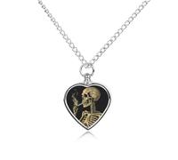 FekiLoot A Skeleton with Burning Cigarette Urn Necklace for Ashes, Personalized Heart Pet Cremation Jewelry, Cat Dog Urn Locket Pendant Keepsake Memorial Ash Jewelry Pendant for Pet Lovers & Gifts