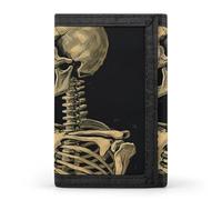 FekiLoot A Skeleton with Burning Cigarette Wallet Men's Trifold Wallet Extra Capacity Credit Card Holder Cards Purse Front Pocket