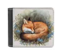 FekiLoot A Sleeping Fox PU Leather Wallet Bifold Wallet Front Pocket Wallets Fashion Purse Slim Billfold Credit Card Holder