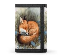 FekiLoot A Sleeping Fox Wallets Exquisite Trifold Wallet Front Pocket Wallet with Zipper Keychain Coin Purse Credit Card Holder for Adult