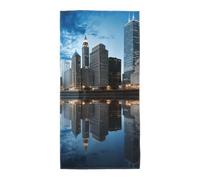FekiLoot Absorbent Hand Towels 13.8"X27.5" Decorative Bathroom Towel Soft Microfiber Face Towel Chicago Reflected Dish Kitchen Towels for Bathroom Kitchen Hotel Spa Bath Towels
