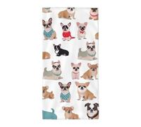 FekiLoot Absorbent Hand Towels 13.8"X27.5" Decorative Bathroom Towel Soft Microfiber Face Towel Cute Chihuahua Pug Pattern Dish Kitchen Towels for Bathroom Kitchen Hotel Spa Bath Towels