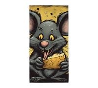 FekiLoot Absorbent Hand Towels 13.8"X27.5" Decorative Bathroom Towel Soft Microfiber Face Towel Rat Eats A Piece of Cheese Dish Kitchen Towels for Bathroom Kitchen Hotel Spa Bath Towels
