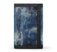 FekiLoot Abstract Blue Wallet Compact Blocking Trifold Wallets with Zipper Minimalist Purse Wallet Credit Card Holder