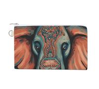 FekiLoot Abstract Elephant Coin Purse,Travel Portable Keychain Wallet Canvas Coin Wallets Mini Zipper Tool Bag Lightweight Change Purse