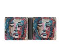 FekiLoot Abstract Female Face Leather Wallet Mens Bifold Wallets Travel Cash Credit Card Holder Womens Minimalist Purse