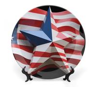 FekiLoot Abstract Flag Sculpture Decorative Plates Bone China Plates with Stand for Display 10inch Round Ceramic Dinner Plates Dessert Plate for Kitchen Party Coffee Table Decor Art