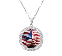 FekiLoot Abstract Flag Sculpture Pendant Necklace for Women Men Elegant Diamond Circle Necklaces with 19.7 Inch Chain, Zinc Diamond Jewelry for Birthday Christmas Valentine's Day Gift, One Size, Zinc