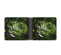 FekiLoot Abstract Green Snake Leather Wallet Double-Sided Different Images Bifold Wallet Ultra Strong Stitching Slim Wallets